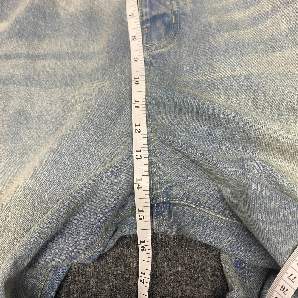 boohooMAN Mens Wide Leg Light Wash Denim Jeans Adjustable Toggle Hem Blue 32R